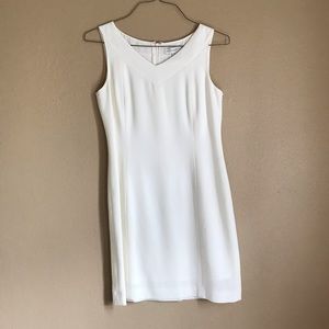 Petite Sophisticate white sleeveless shift dress